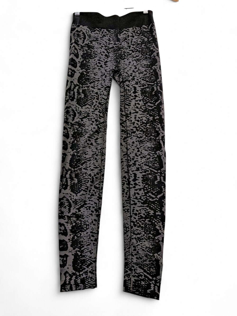 Wolford Black Jacquard Animal Print Leggings Women Size S Elastic Waist Knit